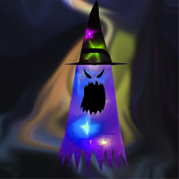 Vikakiooze Halloween Decorations Clearance Garden Decoration Glowing Halloween Holiday LED Lights Witch Hat Lamp Pendant????