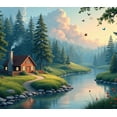 thumbnail image 4 of LUUFILx Cozy Landscape Backdrop River House Scenic Banner Photography Prop Party Decoration Forest Background Cabin Banner Event Decors Home Decor, 4 of 7