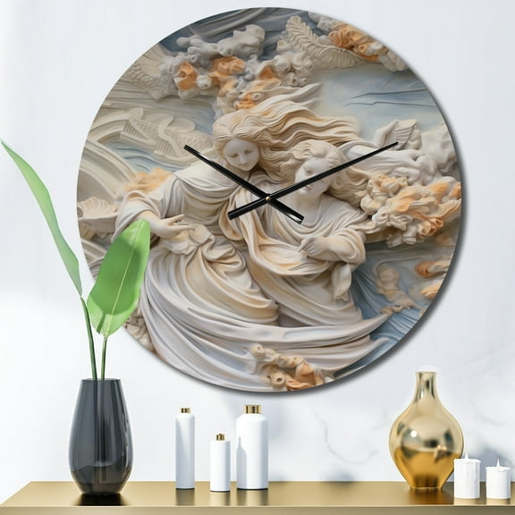 Designart "Astrology Nebula Marble in Cream I" Abstract Shapes Oversized Wall Clock