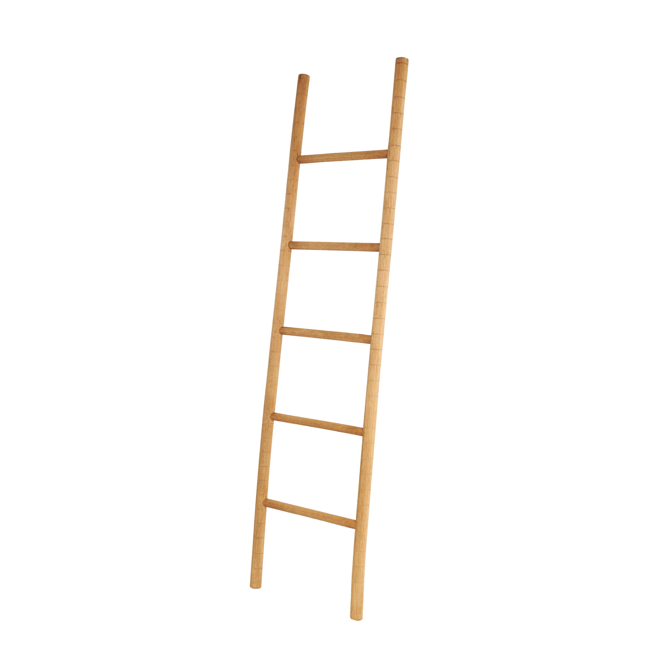 DecMode 17" x 71" Brown Wood Handmade 5 Rung Ladder, 1-Piece
