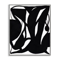 Stupell Industries Black Swirled Ink Abstract Painting Gray Framed Art Print Wall Art, 11 x 14