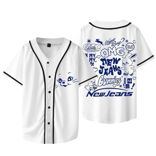 Jeans K-pop New OMG Logo Merch Veste de Baseball T-Shirt Cosplay Femmes Hommes Mode Manches Courtes T-shirts,3TG,Style 6