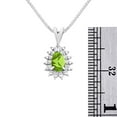 thumbnail image 4 of Rylos Sterling Silver Halo Pendant Necklace: 6X4MM Tear Drop / Pear Shape Peridot & Sparkling Diamonds -  18" Chain Exquisite Birthstone Jewelry, 4 of 7