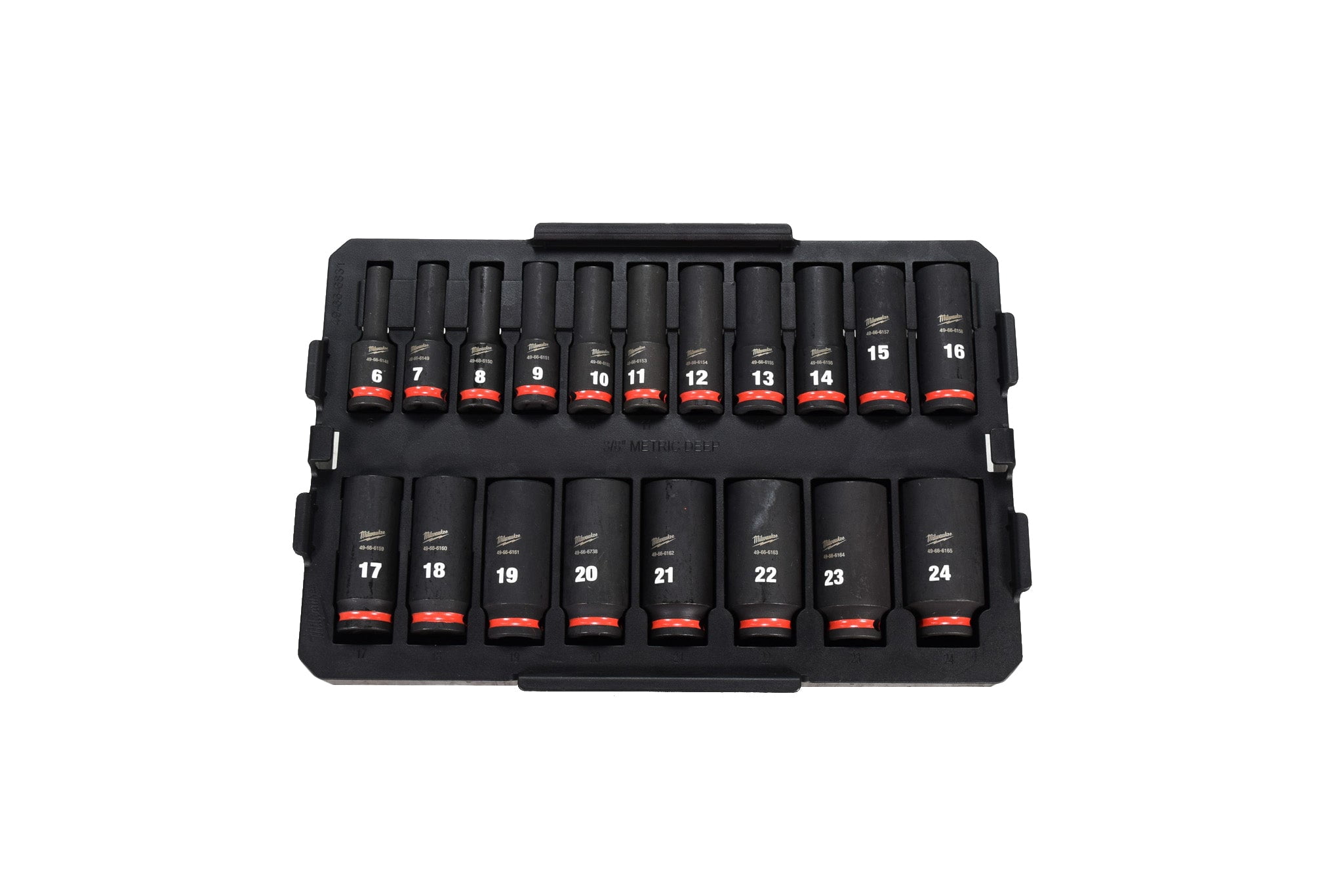 Milwaukee SHOCKWAVE 19-Piece 3/8 in Drive Metric Deep Well Impact Socket Set with PACKOUT Organizer (49-66-6801)