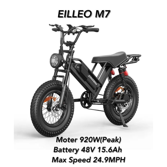 Eilleo M7 48V 750W UL2849 20" Mountain Bike for Adults Teens Off-road Adventure