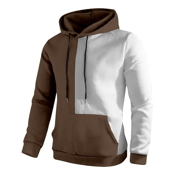 VNKIDY Men's Sweatshirts Fashion Casual Patchwork Printed Hooded Pullover Long Sleeve Drawstring Hooded Tops Male Autumn Winter Streetwear Comfort