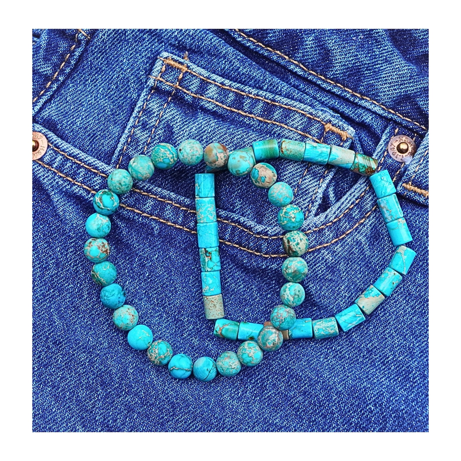 ABSHEL Turquoise Stretch Bracelet for Men.