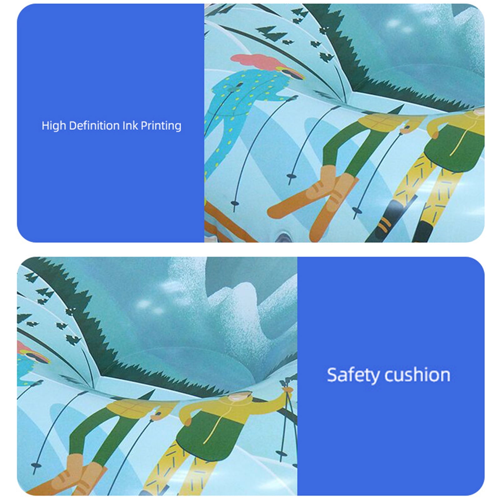Folding Inflatable Snow Tube Sled with Handles Thicken PVC Snow Tubing Winter Snow Tube Winter Outdoor Sports Toy