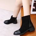thumbnail image 4 of LSLJS Pointed Thick Heeled Front Zippered Low Plush Short Boots, 4 of 8