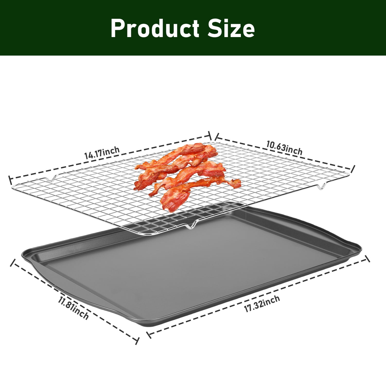 6-Piece Baking Sheets and Cooling Racks Set, Carbon Steel Nonstick Bakeware, Gray