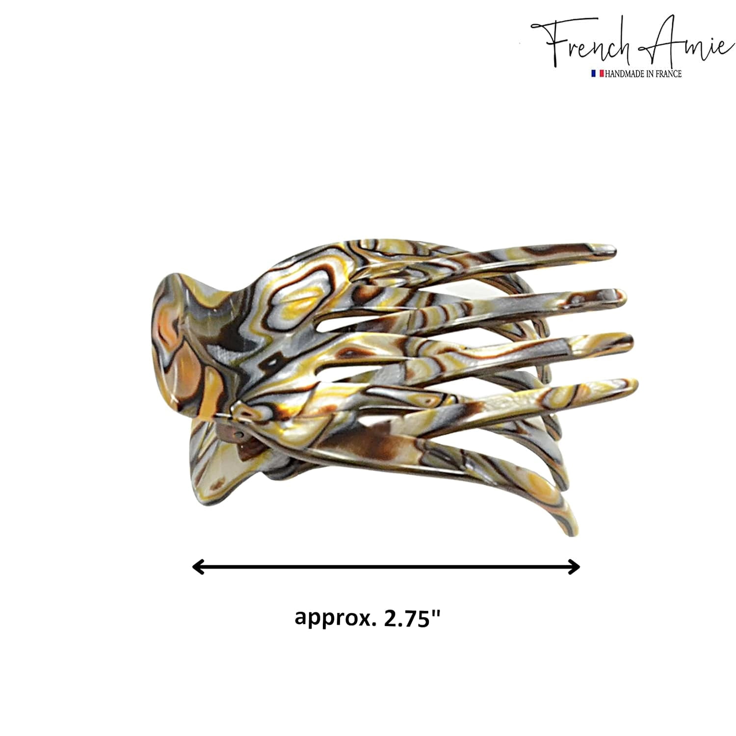 French Amie Bear Paw Small 2 &frac34;&rdquo; Celluloid Handmade Yoga Jaw Hair Claw for Women