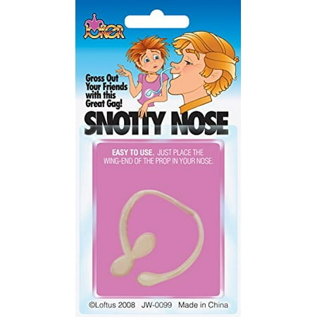 Joker Snotty Nose Gross Reastic Long Booger Prop 3in Prank Green