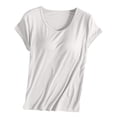 thumbnail image 5 of Duoif Women's Short Sleeve Shirt with Built in Bra Padded Athletic Workout Yoga Top Summer 2026 Womens Tops, White, M, 5 of 7