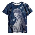 thumbnail image 1 of TayIor Sw1ft Chemises, Tyler Sw1ft Merch, Tyler Sw1ft, Mode Décontractée Imprimée Col Rond Manches Courtes Chemises Blouse Femme Graphique Amateur de Musique TKFASHION Bleu Foncé L, 1 of 3