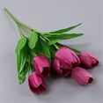 thumbnail image 2 of Artificial Flower 7 Small Tulips, Ongmies 7 Head Artificial Silk Fowers Bunch Wedding Home Outdoor Size 37Cm Avilable in 9 Colours, 1*Carnation, 2 of 9