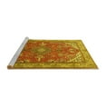 thumbnail image 2 of Ahgly Company Machine Washable Indoor Round Medallion Yellow Traditional Area Rugs, 3' Round, 2 of 4