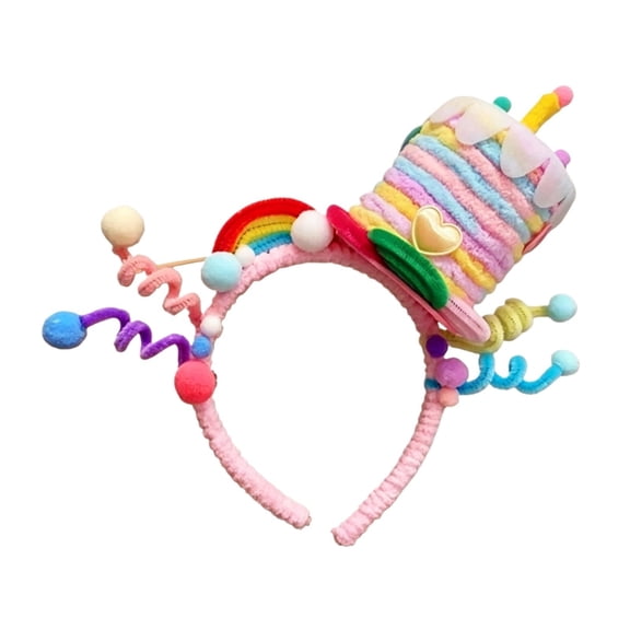 Birthday Cake Headband, Rainbow Star Party Headband, Adjustable Twisted Fabric Hair Accessory for Birthday Parties, Celebrations, Weddings and Themed Events