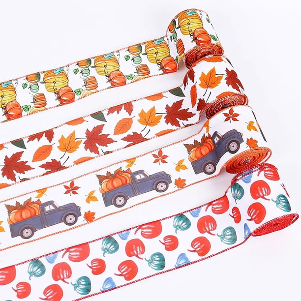 Cinta decorativa de Acción de Gracias - Cinta de embalaje de calabaza con hoja de arce, 1 rollo, envolvente de regalo con temática otoñal