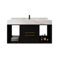 thumbnail image 2 of 39.4'' Wall Mounted Bathroom Vanity with Ceramic Sink, Floating Vanity with 2 Soft Close Drawers and Slate Top, for Bathroom, White and Black, 2 of 9