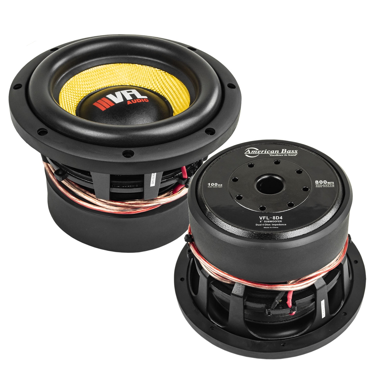 American Bass 8" Competition Subwoofers 4 Ohm 800W Max Sub Bass VFL8D4