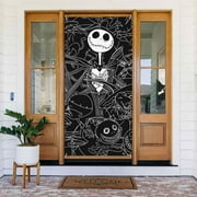 Jack Skellington The Nightmare Before Christmas Door Cover Decorated Banner Tapestry Home Decoration Holiday Party Supplies Door Banner Porch Sign Banner 72.8 x 35.4 Inch