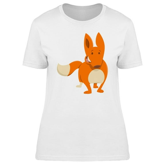 Cool Happy Orange Fox Cartoon Tee Women's -Image by Shutterstock