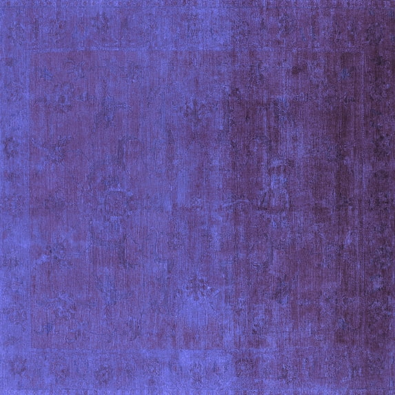 Ahgly Company Machine Washable Indoor Square Oriental Blue Industrial Area Rugs, 7' Square