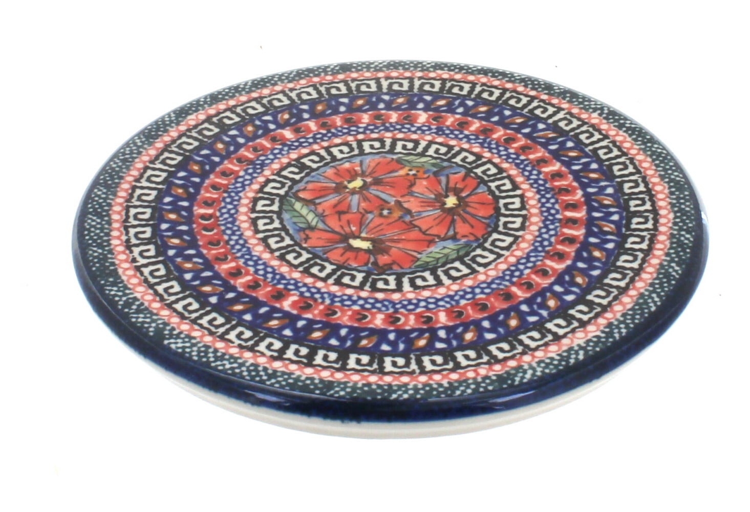Blue Rose Polish Pottery Jungle Flower Trivet