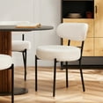 thumbnail image 2 of ROSVOVO Set of 2 Modern Boucle Dining Chairs, Mid Century Upholstered Kitchen Chairs with Curved Backrest & Plush Round Seat for Vanity, Living Room, 2 of 10