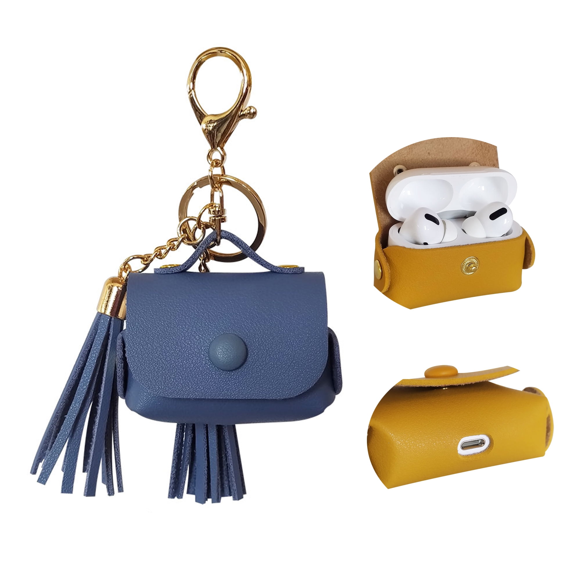 Dteck Leather Case with Tassel For AirPods Pro / AirPods 3, Lightweight