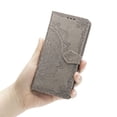 thumbnail image 3 of Galaxy Note 20 Case, Alltyech PU Leather Mandala Embossed Folding Stand Anti-scratch Folio Flip Credit Cards Slots Wallet Case Cover For Samsung Galaxy Note 20, Gray, 3 of 10