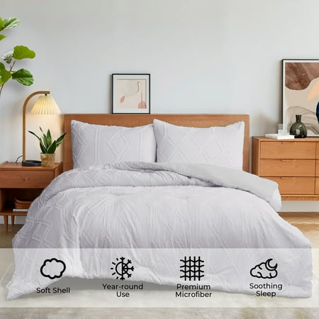 Peace Nest 2-Piece All Season Clipped Jacquard Down Alternative Comforter Set  Purple  Twin