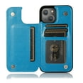 thumbnail image 3 of Feishell Back Case for iPhone 13,Embossed Pattern PU Leather Wallet Phone Case with ID Credit Card Slots Shockproof Magnetic Buckle Back Flip Holder Protective Cover,Blue, 3 of 9