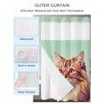 thumbnail image 4 of No Hook Shower Curtain with Snap-in Liner, Green Cat Waterproof Fabric Bathroom Curtains, Funny Animals Modern Art Bath Curtains & Mesh Top Window Narrow 36"x78", 4 of 9
