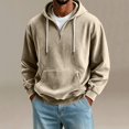 thumbnail image 5 of JUUYY Men's Quarter Zip Pullover Hoodies with Pocket Loose Fit Long Sleeve Casual Half Zipper Hooded Sweatshirt Fall Winter Outfit Beige S, 5 of 6