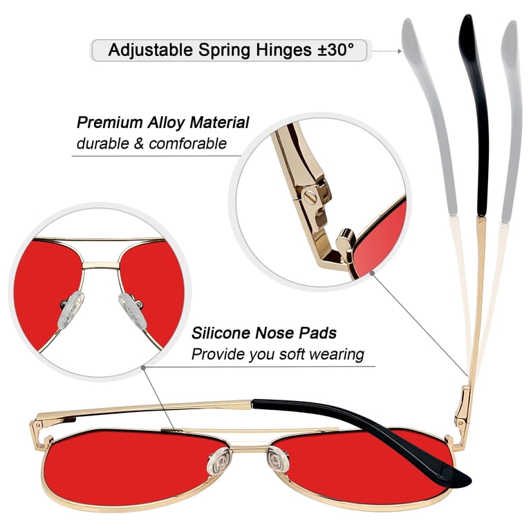Kanastal Polarized Aviator Sunglasses, Gold & Red photo 2
