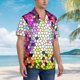 thumbnail image 3 of Fotbe Colorful Tie Dye Stained Glass 3 Camisa Hawaiana para Hombre Unisex – Camisa Casual de Verano con Botones de Manga Corta de Algodón y Lino,Small, 3 of 7