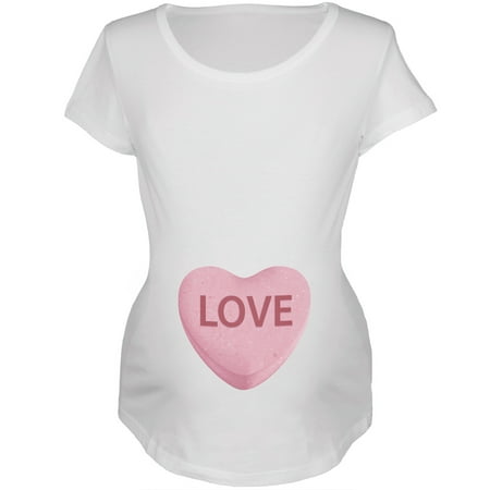 

Pink Love Candy Heart Womens White Soft Maternity T-Shirt - 2X-Large