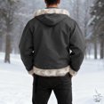 thumbnail image 4 of Men's New Fleece-Lined Hooded Cardigan Hoodie - Dark Gray M, 4 of 6