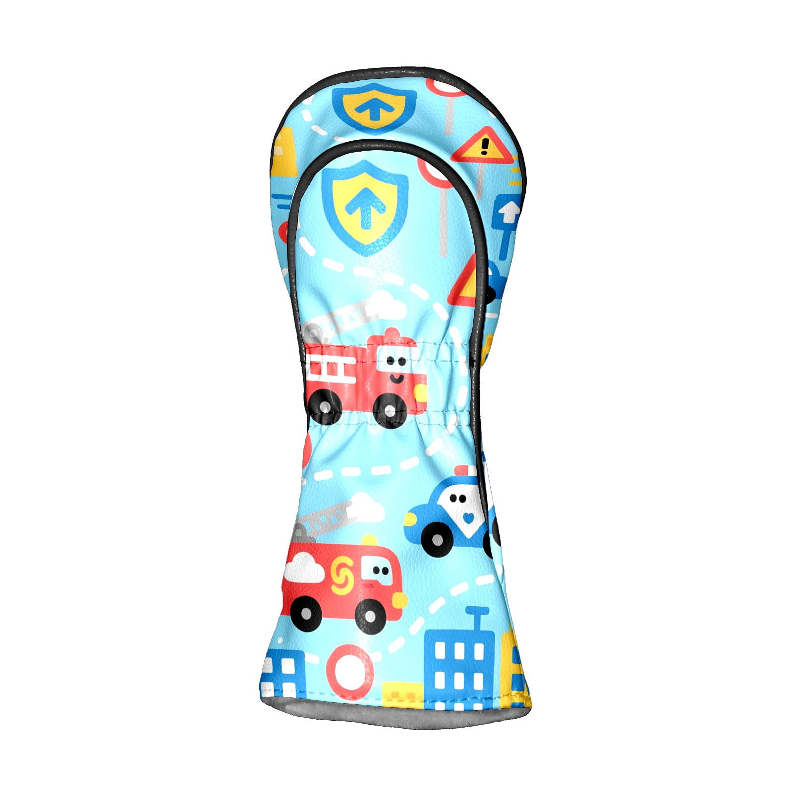 Golf Club Covers, Firefighter Police Car Blue Premium PU Leather Driver Hybrid Putter Head Covers with Velvet Lining, Waterproof Golf Gifts for Men Women