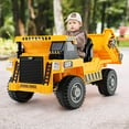 thumbnail image 2 of Costway Kids Ride-On Dump Truck with Wireless Connection Music LED Lights Soft Start Yellow, 2 of 10