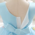 thumbnail image 4 of FINALGANG Girls Kids Floral Embroidered Tulle Dress Sleeveless V Neck 3D Flower Decor Flared Skirt Princess Party Dress For Daily Wear Blue 3-6 Months, 4 of 6
