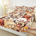 thumbnail image 3 of Manfei Cute Cartoon Dogs Full Size Sheets,Pet Animal Lovers Bed Sheets,Beige Orange Gray Sheet Sets For Boys Girl,Ultra Soft Home Decor,4pcs, 3 of 7