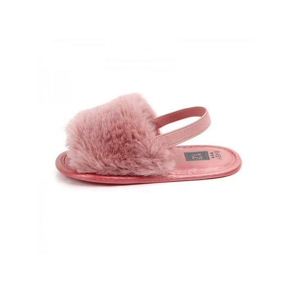 Newborn Baby Girl Soft Sole Plush Faux Fur Slippers Pram Sandals