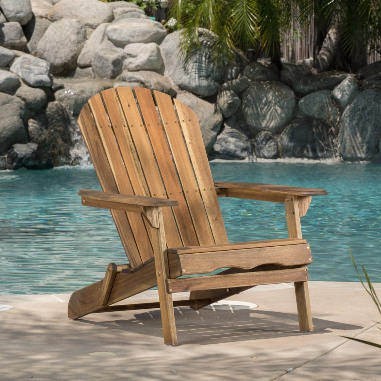 Milan Outdoor Rustic Acacia Wood Folding Adirondack Chair