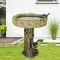 thumbnail image 3 of SunJet Outdoor Garden Bird Bath 24.4In H Wooden Stake Weather Resistant Concrete Birdbath for Yard, 3 of 8