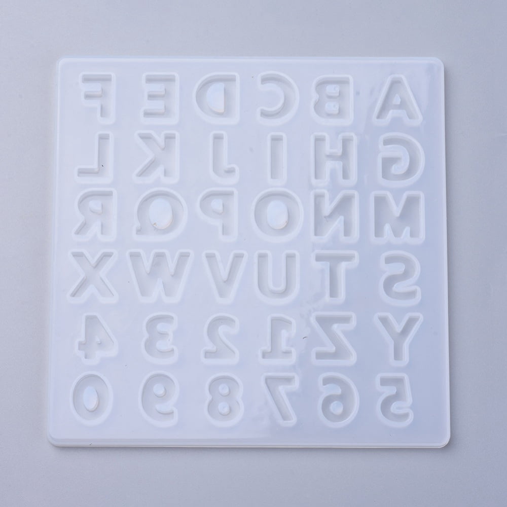 Silicone Molds Resin Casting Molds For UV Resin Epoxy Resin Jewelry Making Letter White 135x135x5.5mm Inner Size: 15~17x5~21mm
