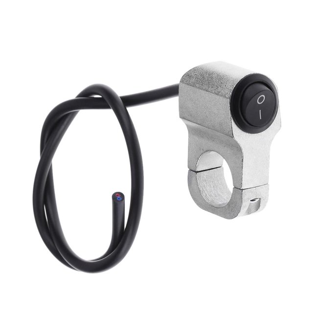 Faros Interruptor de encendido/apagado de aluminio para manillar de motocicleta de 7/8 pulgadas con LED (plata)