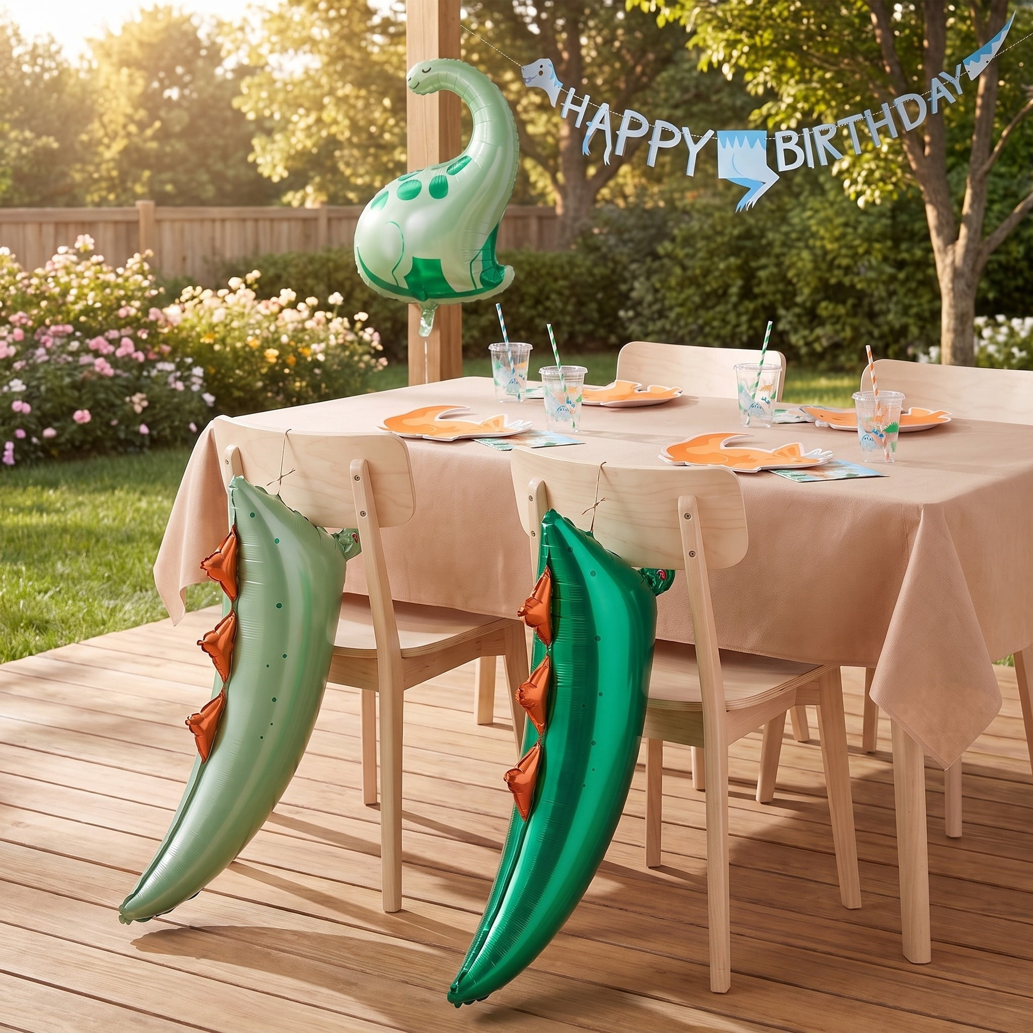 Green Dinosaur Tail Foil Balloon Set, 4 Count, by Way To Celebrate