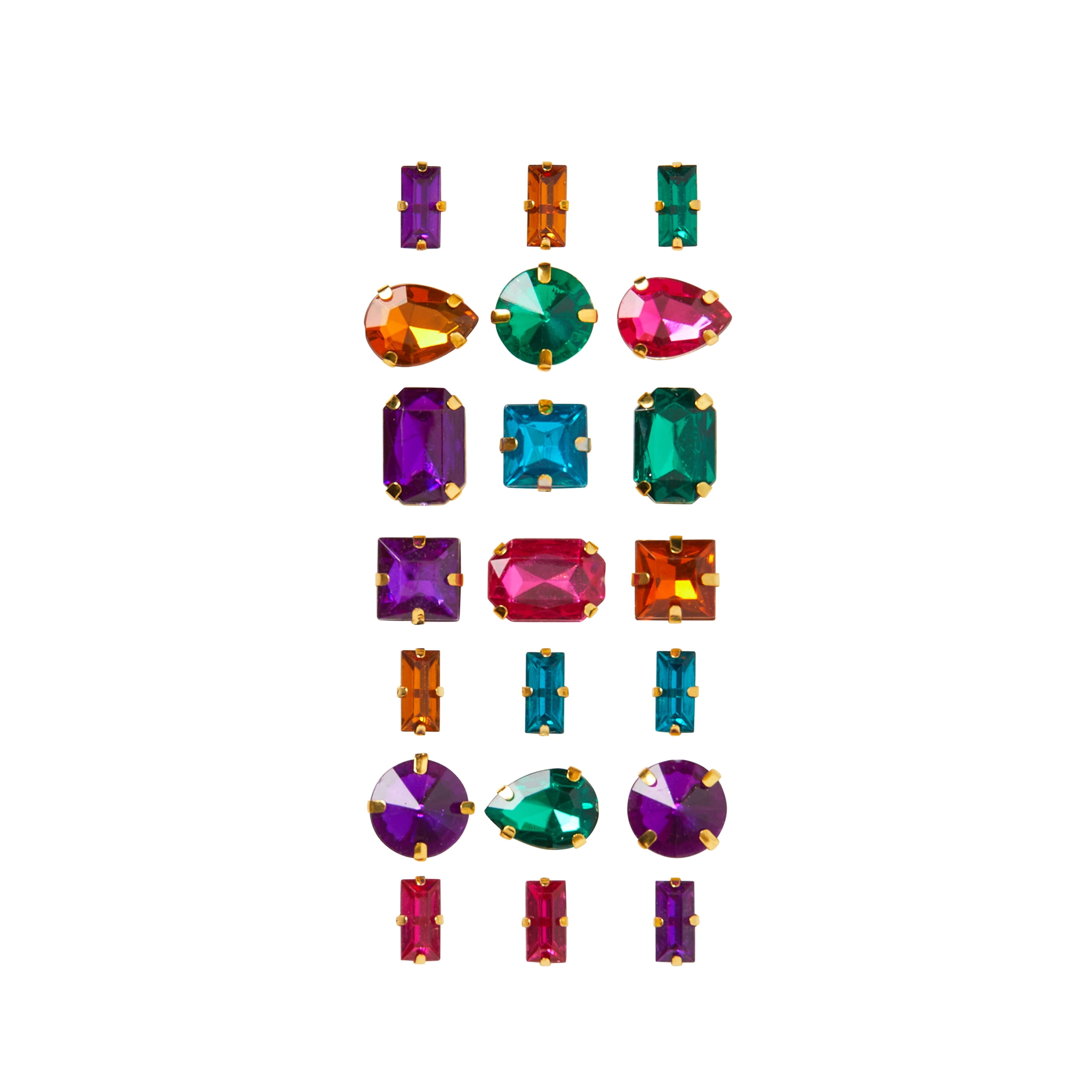 Offray Accessories, Multi-color Adhesive Gems Embellishments, 21 pieces, 1 Package